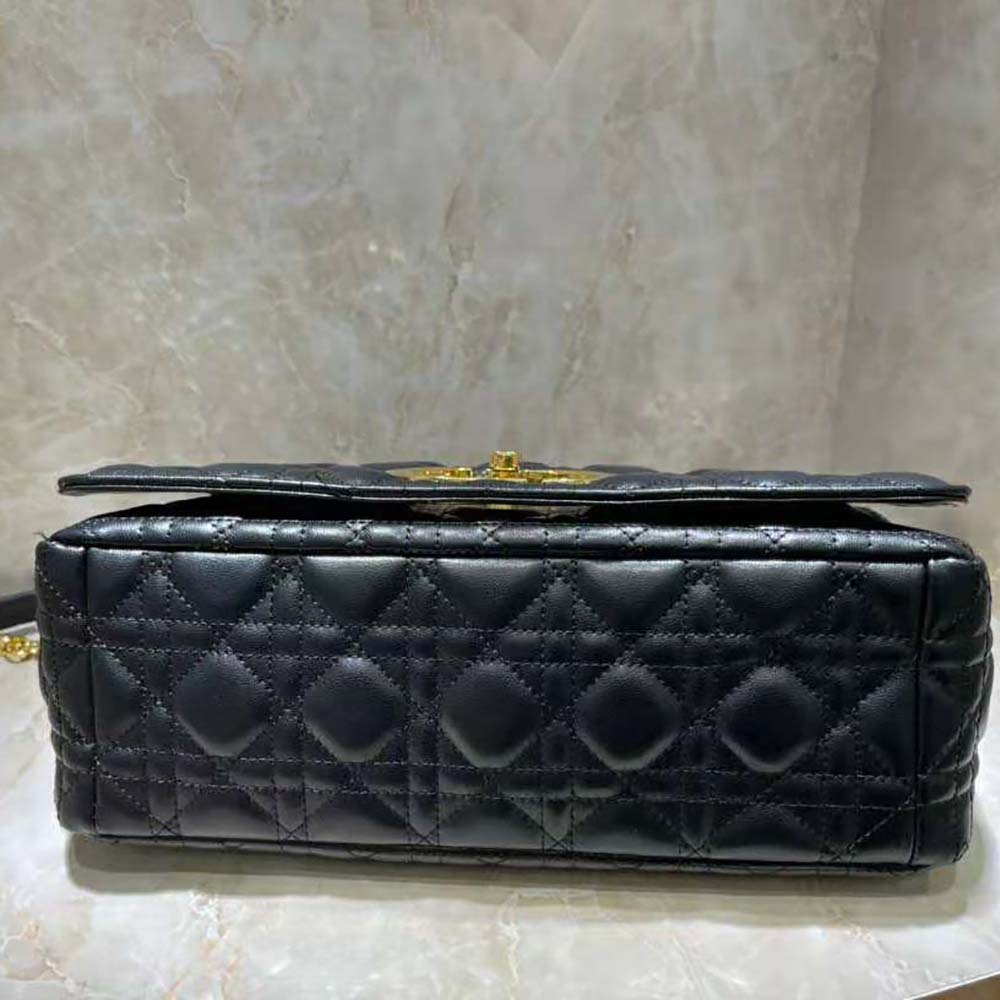 Dior Women Large Dior Caro Bag Black Soft Cannage Calfskin
