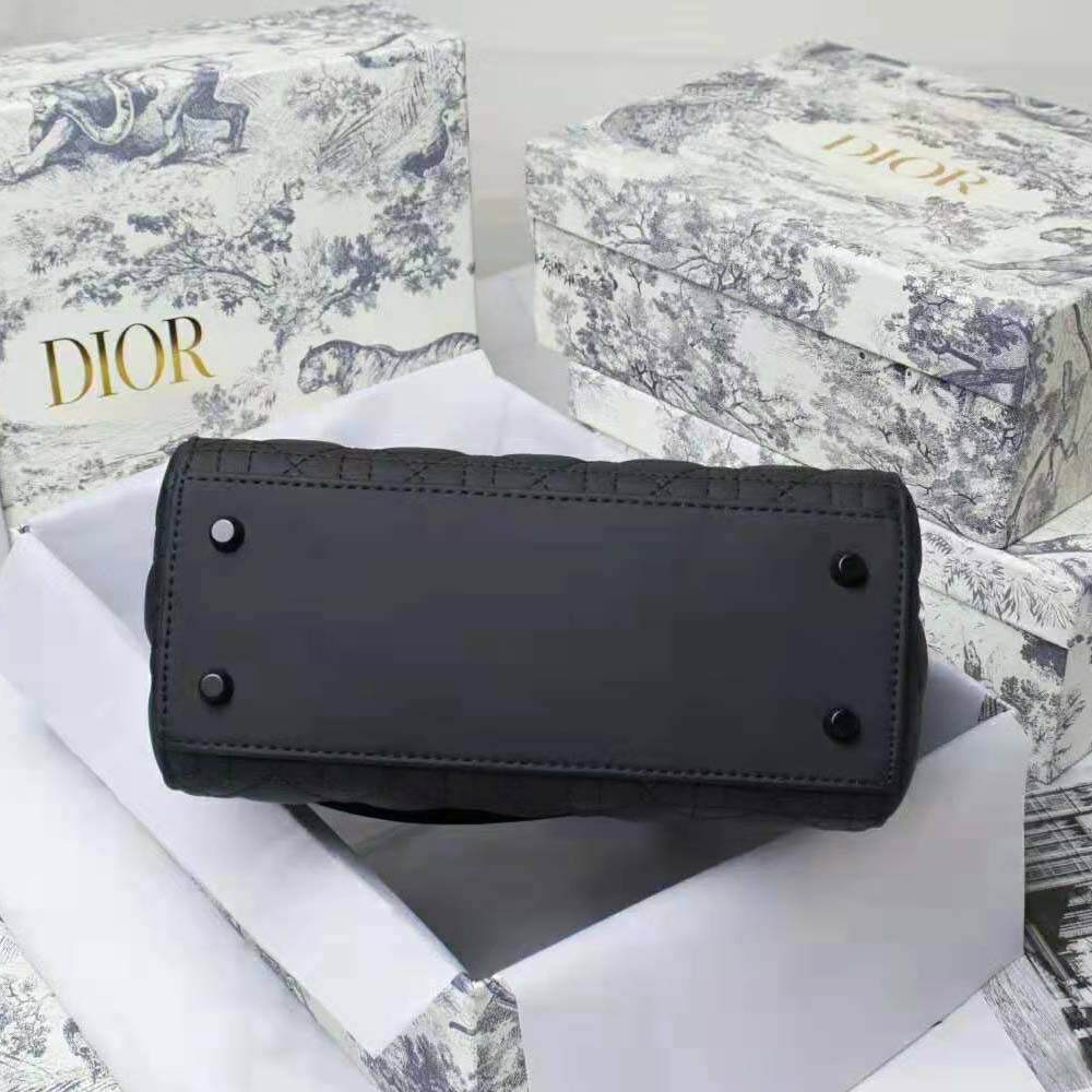 Dior Women Medium Lady Dior Bag Black Ultramatte Cannage Calfskin