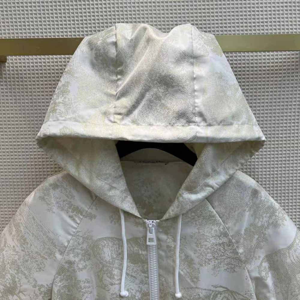 Dior Women Short Hooded Dress Gold-Tone Technical Taffeta Jacquard