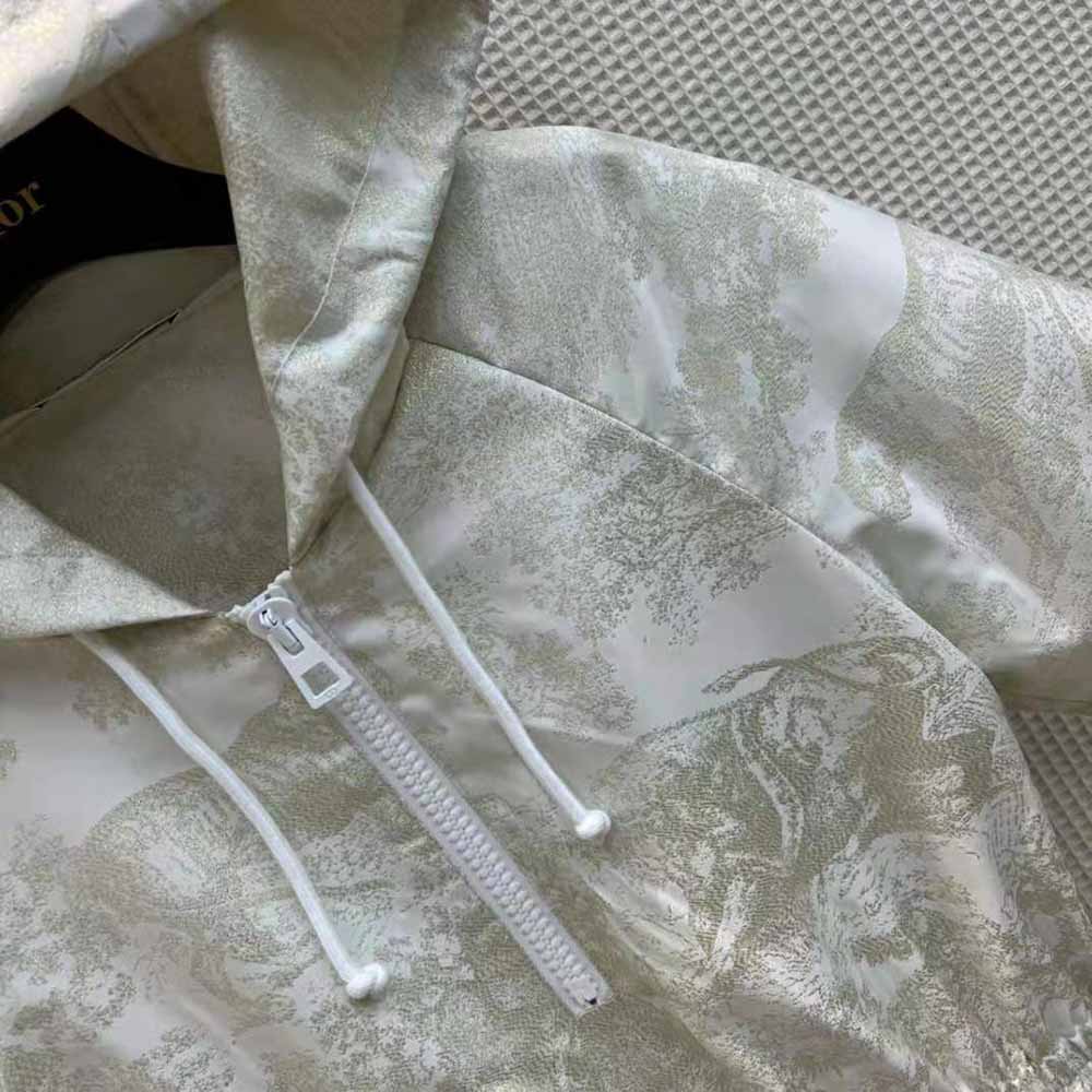 Dior Women Short Hooded Dress Gold-Tone Technical Taffeta Jacquard