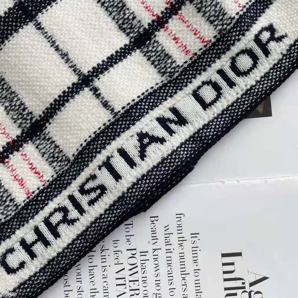 Dior Women Short-Sleeved Jacket Tricolor Check N Dior Technical Cotton and Wool Knit