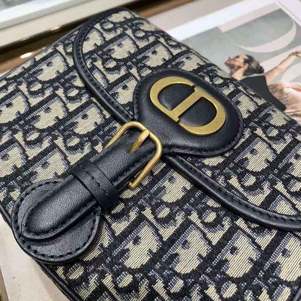 Dior Women Small Dior Bobby Bag Blue Dior Oblique Jacquard