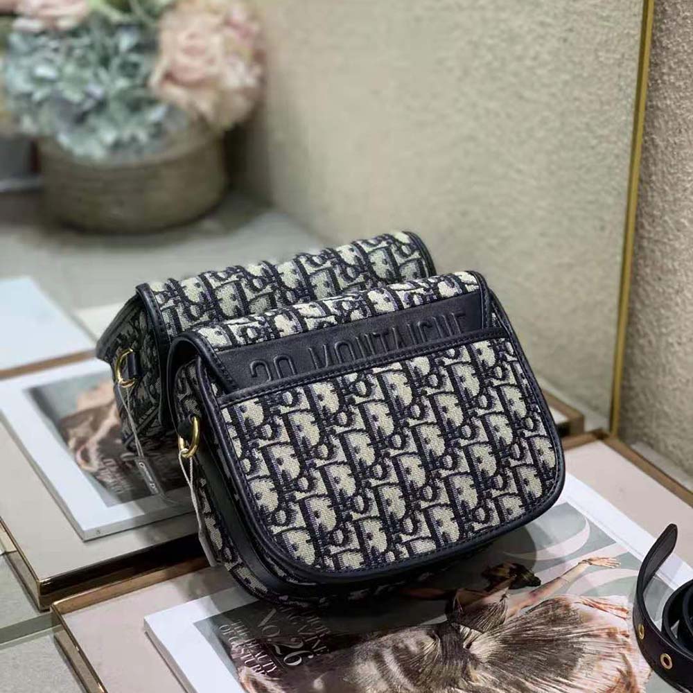 Dior Women Small Dior Bobby Bag Blue Dior Oblique Jacquard