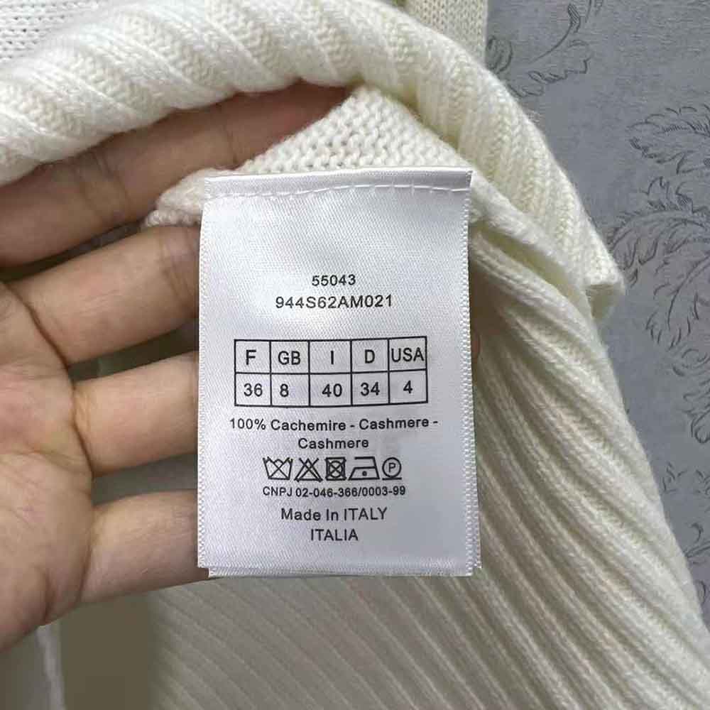 Dior Women Sweater White Cashmere with Multicolor Butterfly Motif