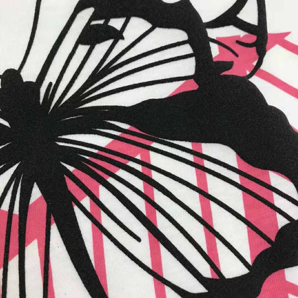 Dior Women T-shirt White Cotton Jersey with Fluorescent Pink D-Jungle Pop Motif