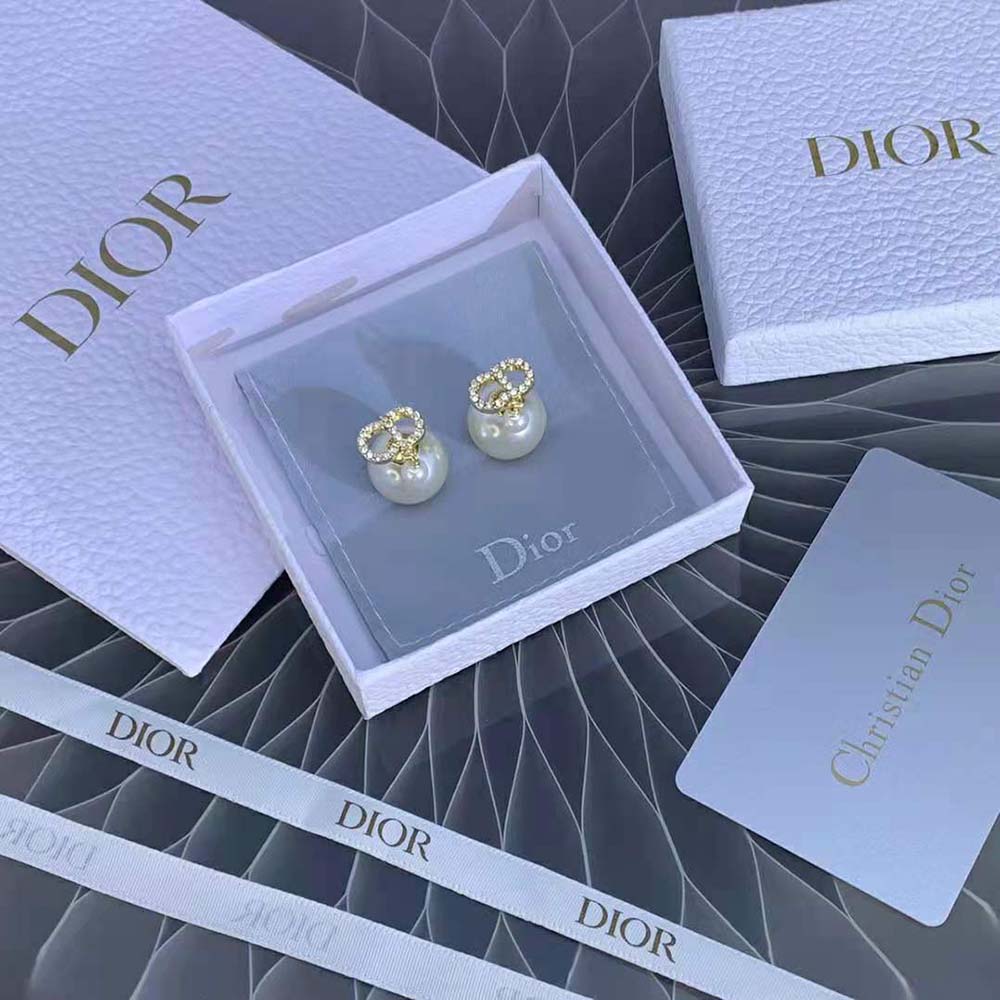 Dior Women Tribales Earrings Gold-Finish Metal-White