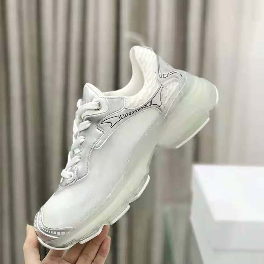 Dior Women Vibe Sneaker White Mesh and Silver-Tone Leather