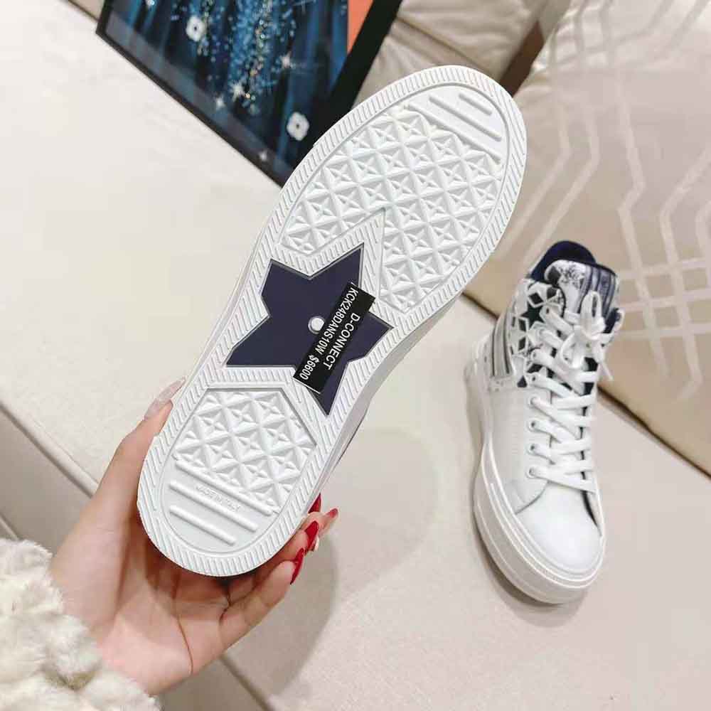 Dior Unisex Walk N Dior Star Sneaker Blue and White Calfskin and Technical Fabric
