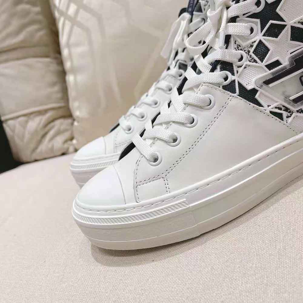 Dior Unisex Walk N Dior Star Sneaker Blue and White Calfskin and Technical Fabric