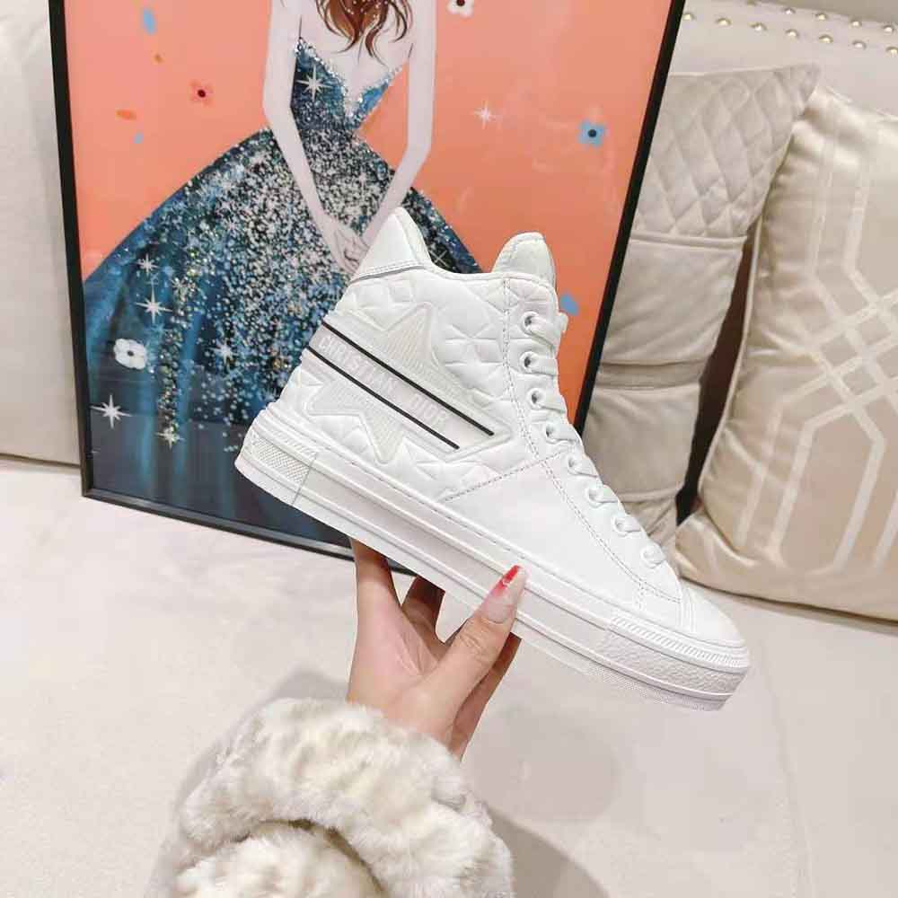 Dior Unisex Walk N Dior Star Sneaker White Dior Etoile Embossed Lambskin and Calfskin
