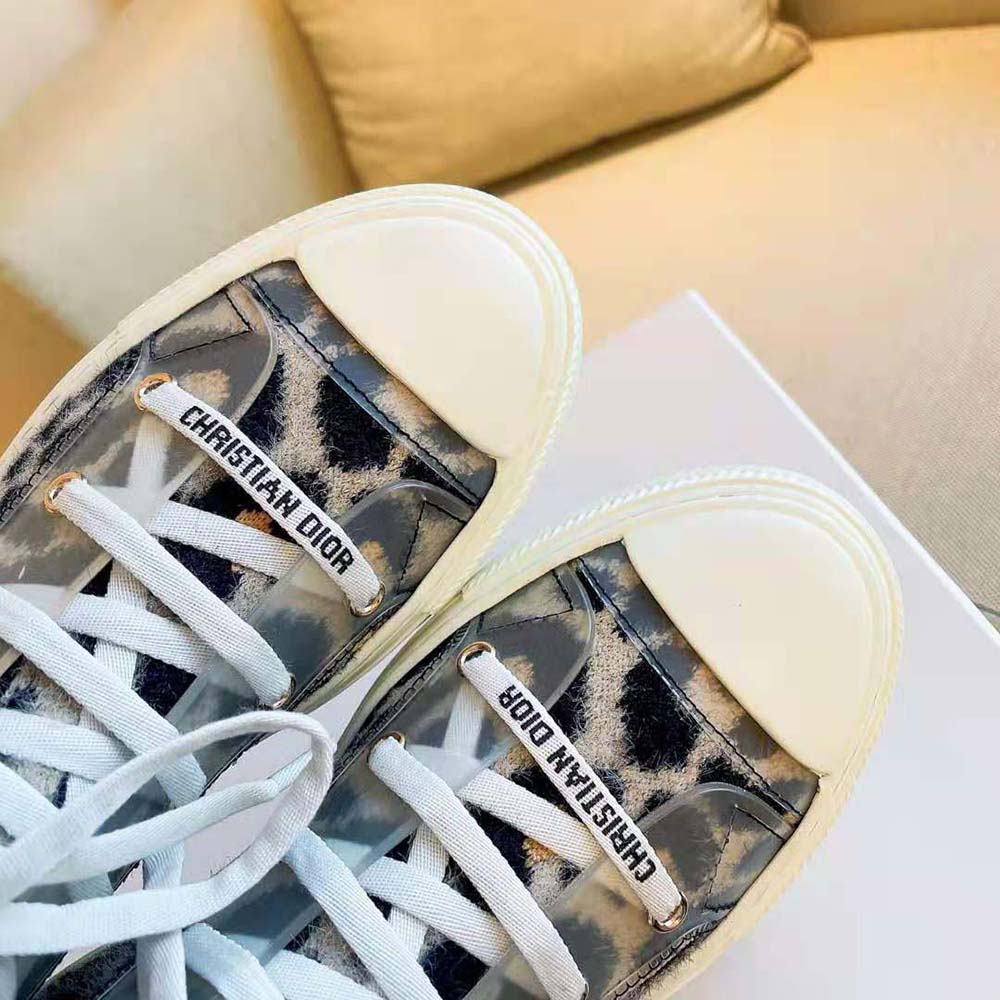 Dior Women Walk’n’Dior Sneaker Fur-Effect Knit Printed with Beige Multicolor Mizza Pattern