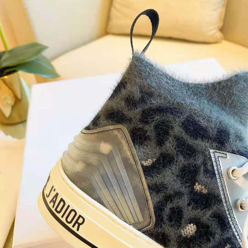 Dior Women Walk’n’Dior Sneaker Fur-Effect Knit with Gray Mizza Print