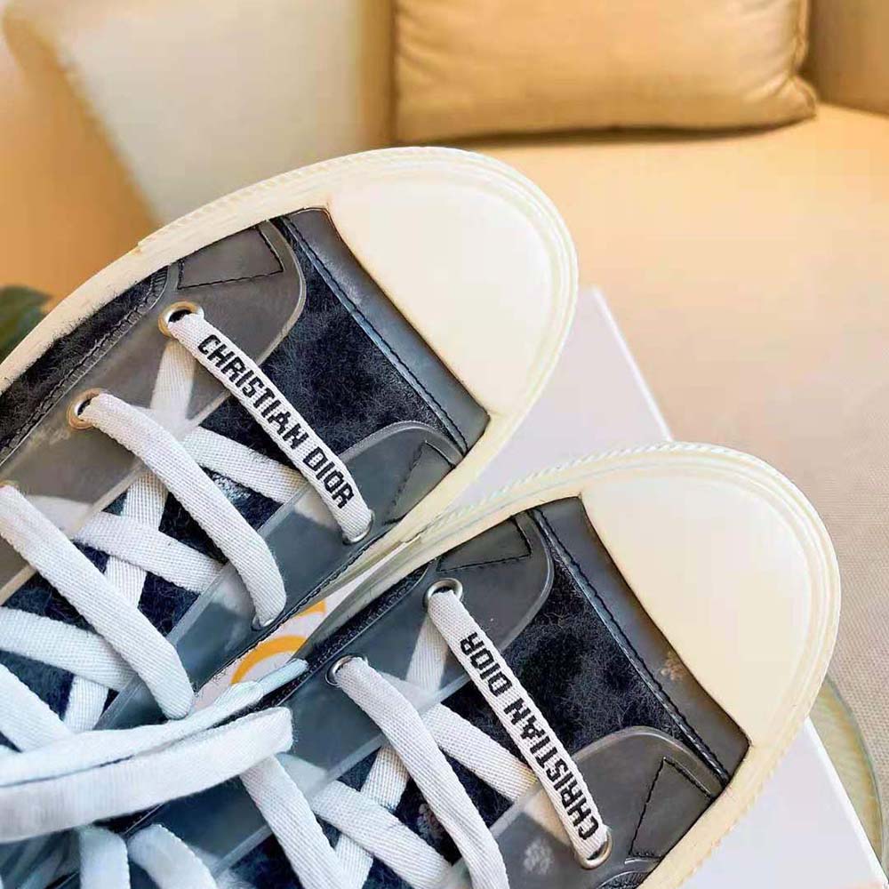 Dior Women Walk’n’Dior Sneaker Fur-Effect Knit with Gray Mizza Print