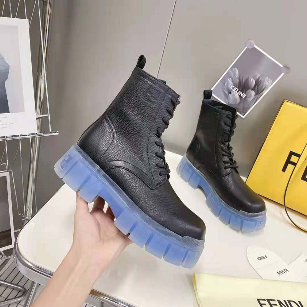Fendi Women Force Black Leather Ankle Boots
