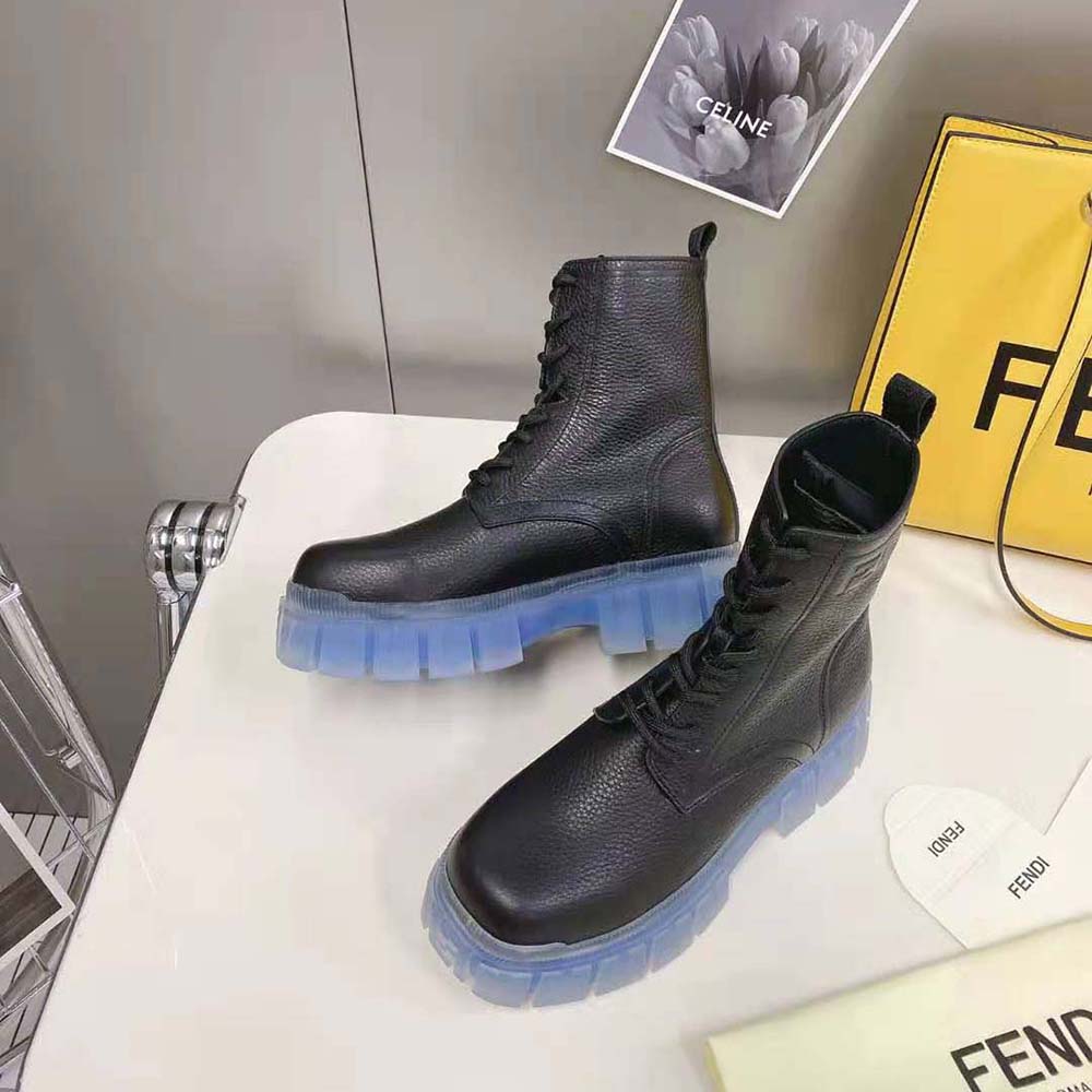 Fendi Women Force Black Leather Ankle Boots