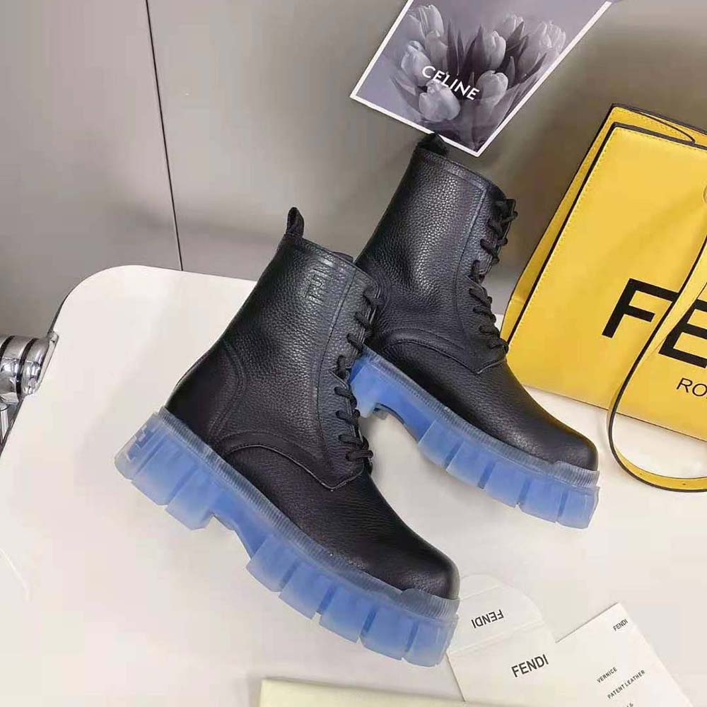 Fendi Women Force Black Leather Ankle Boots