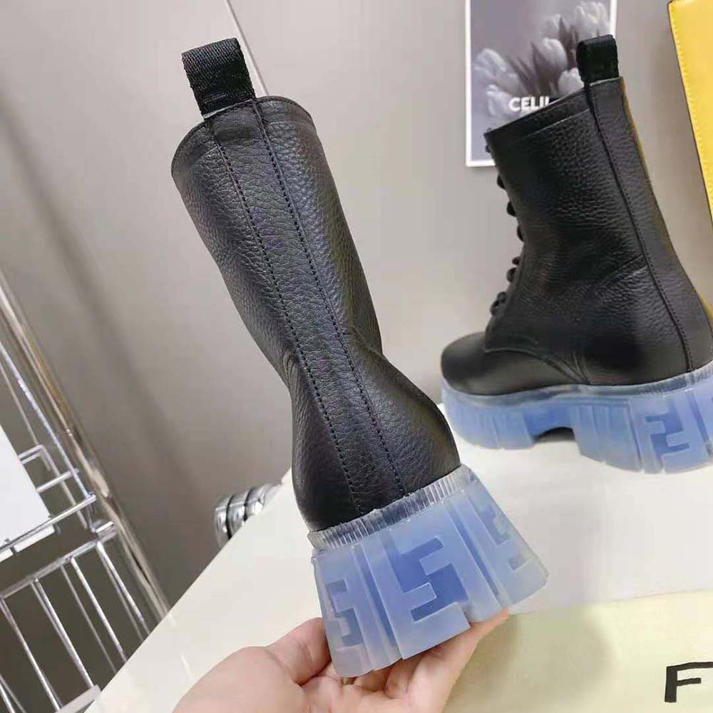 Fendi Women Force Black Leather Ankle Boots
