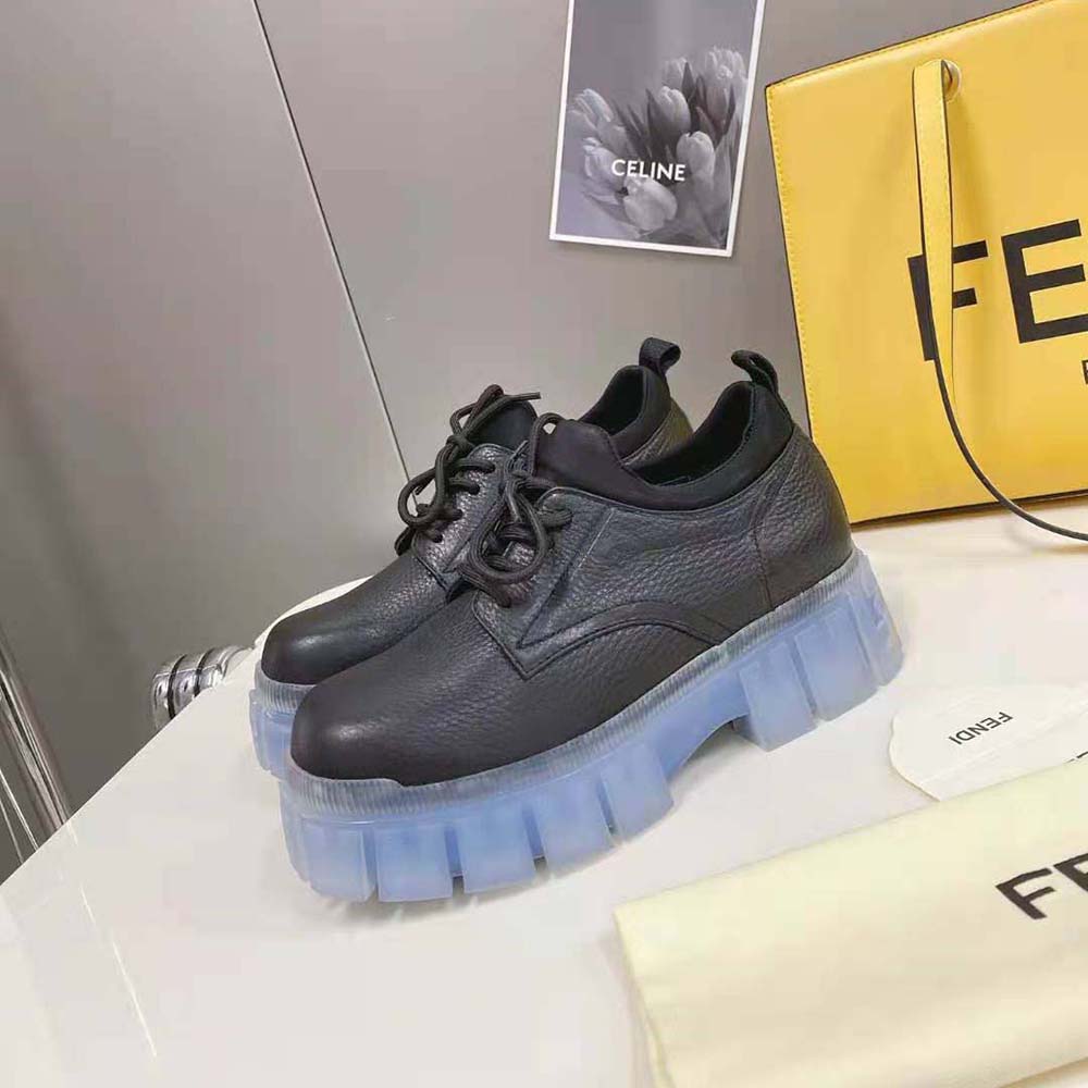 Fendi Women Force Black Leather Lace-Ups