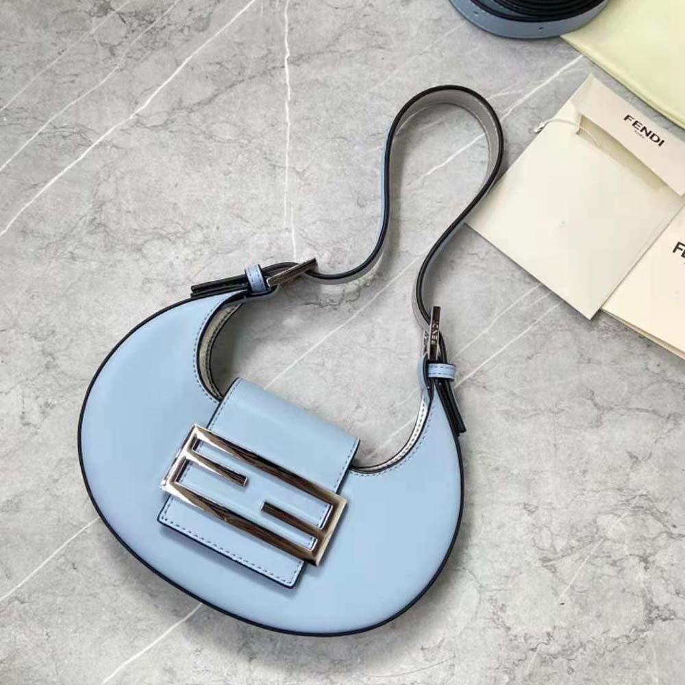 Fendi Women Cookie Light Blue Leather Mini Bag