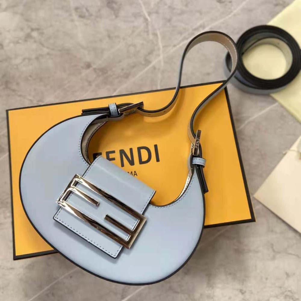 Fendi Women Cookie Light Blue Leather Mini Bag