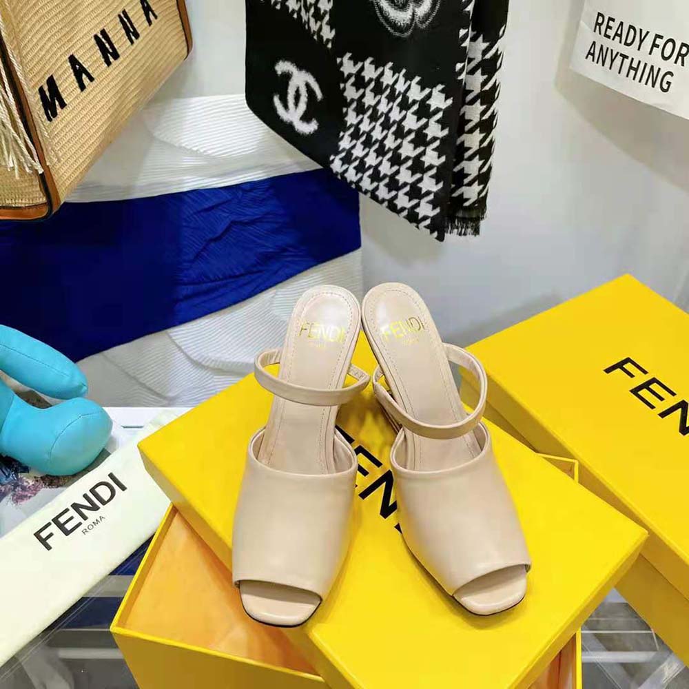 Fendi Women First Pink Leather High-Heeled Sandals