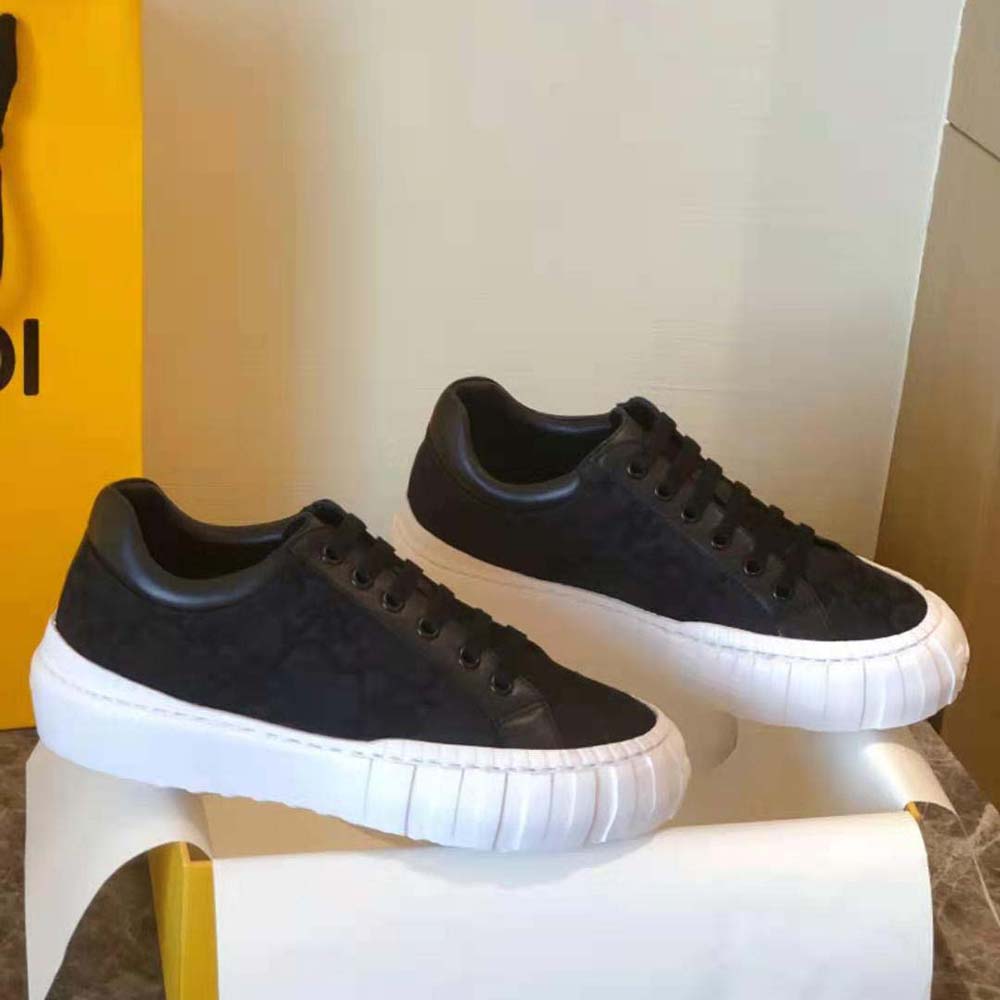 Fendi Women Force Black Fabric Low-Top Sneakers