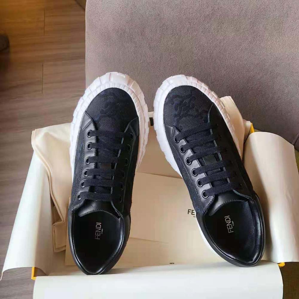 Fendi Women Force Black Fabric Low-Top Sneakers