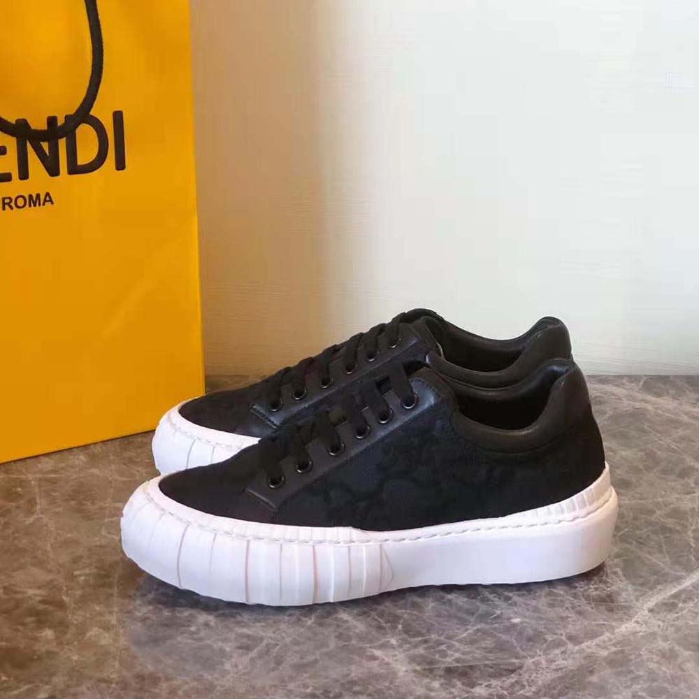 Fendi Women Force Black Fabric Low-Top Sneakers