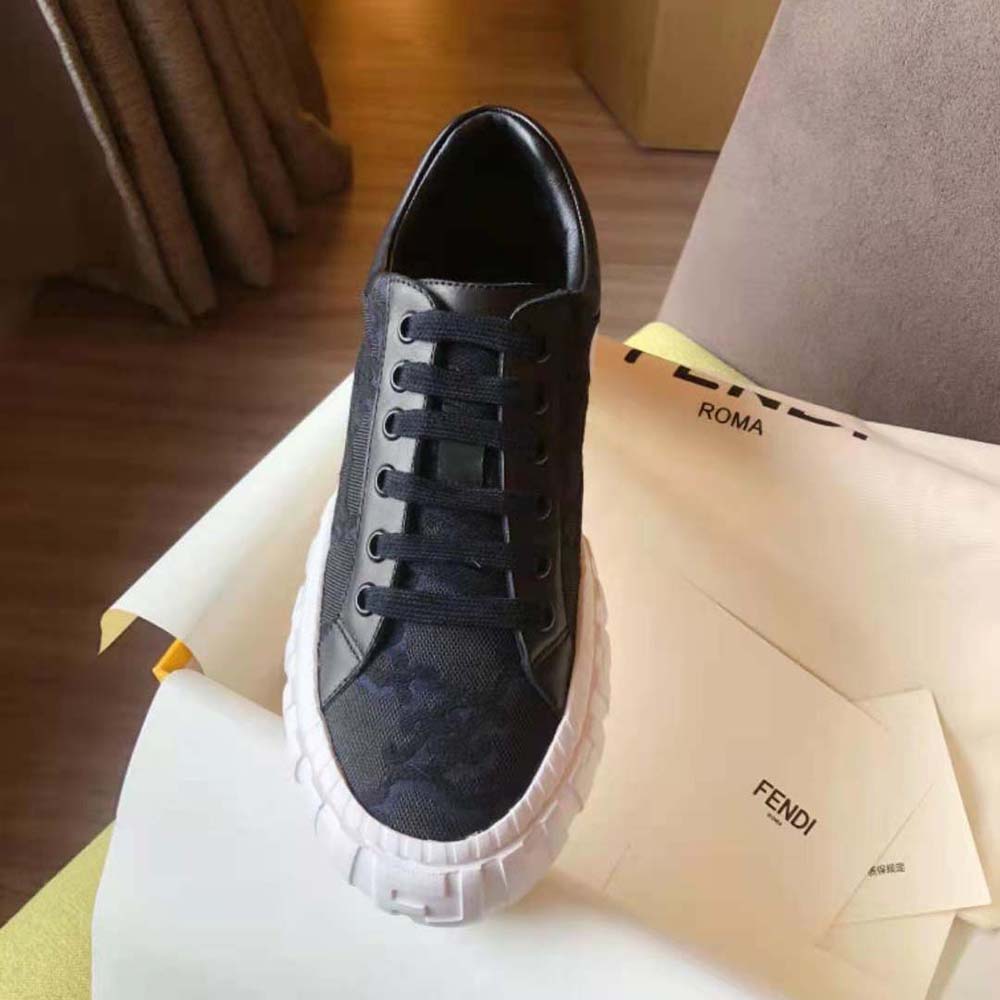 Fendi Women Force Black Fabric Low-Top Sneakers