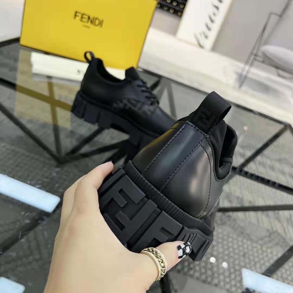 Fendi Men Force Black Leather Lace-Ups