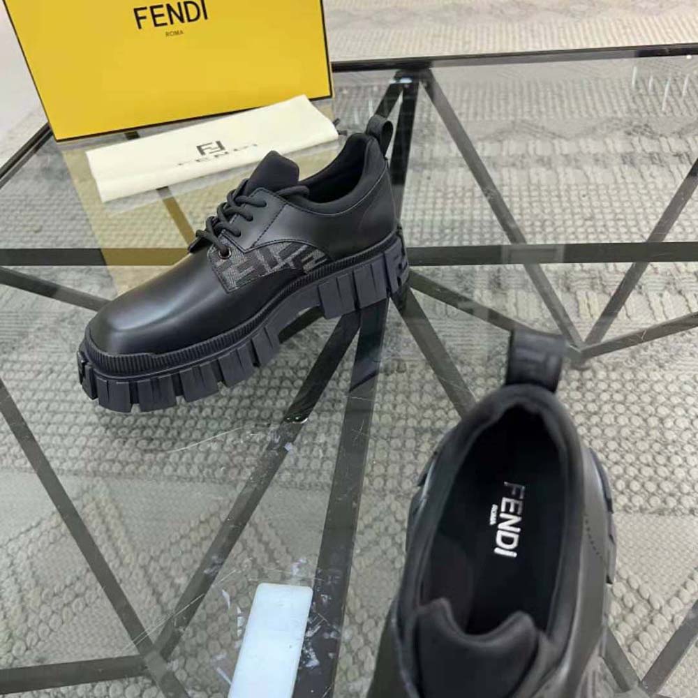Fendi Men Force Black Leather Lace-Ups