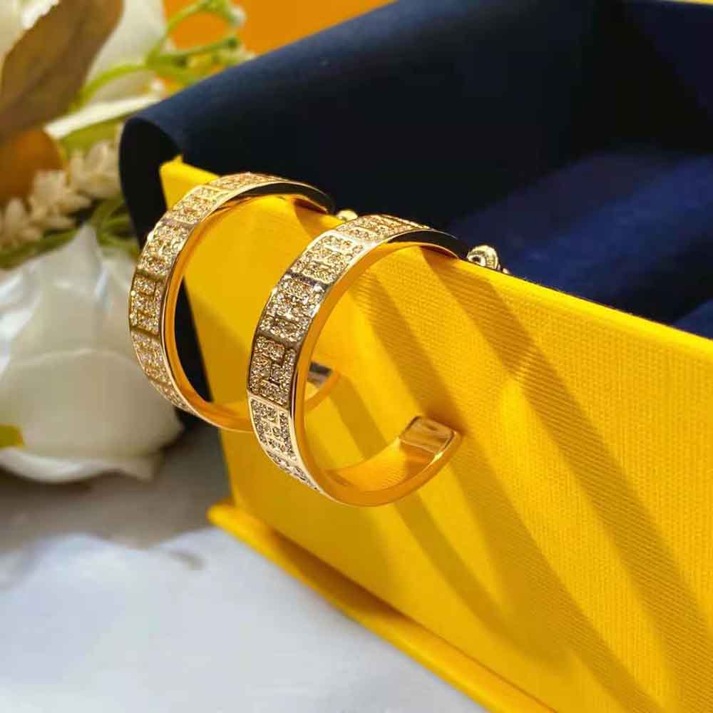 Fendi Women Hoop Earrings with FF Motif Gold-Colored