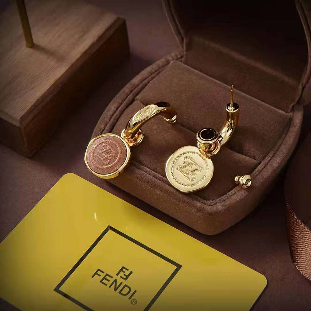 Fendi Women Karligraphy Earrings Gold-Colored