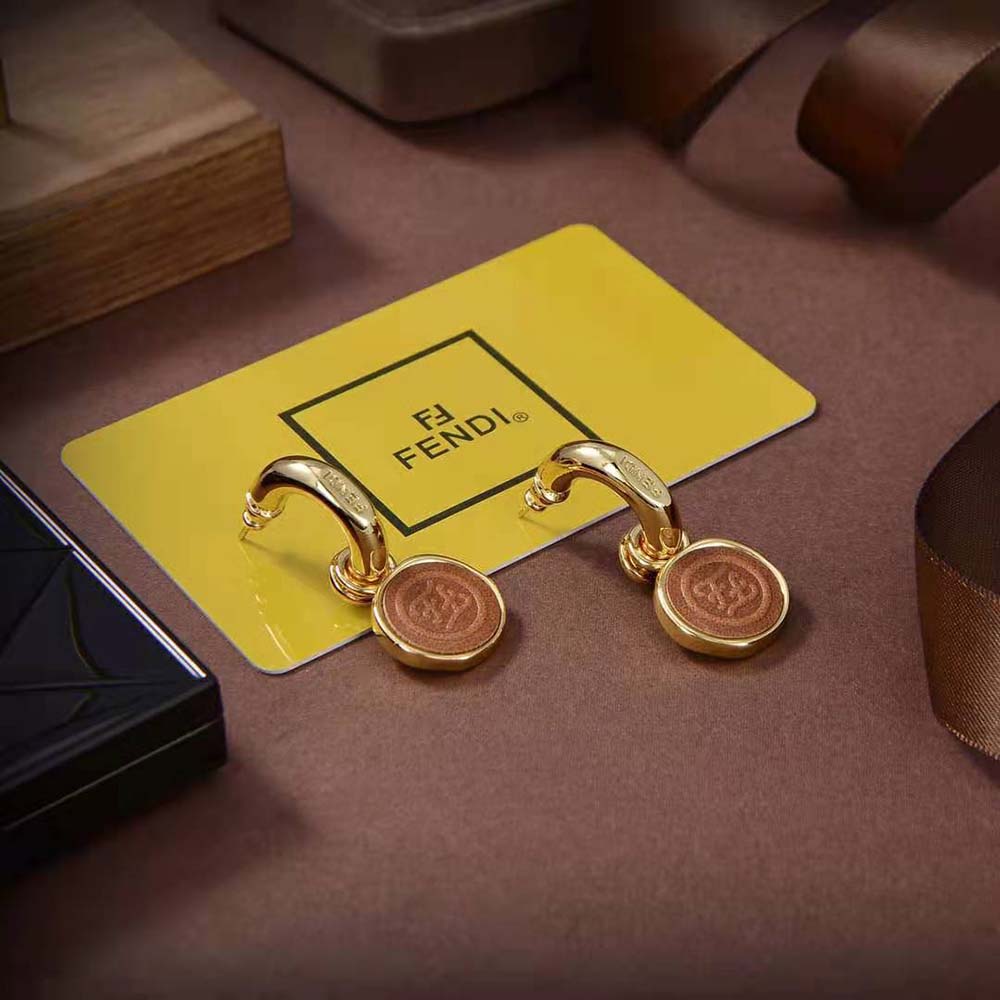 Fendi Women Karligraphy Earrings Gold-Colored