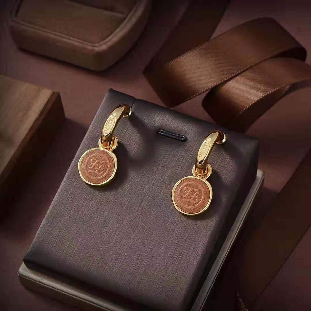 Fendi Women Karligraphy Earrings Gold-Colored