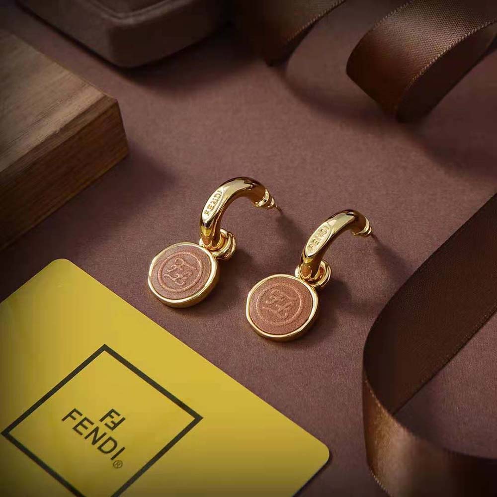 Fendi Women Karligraphy Earrings Gold-Colored