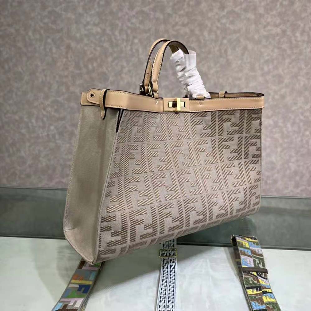 Fendi Women Medium Peekaboo X-Tote Gray Canvas Bag