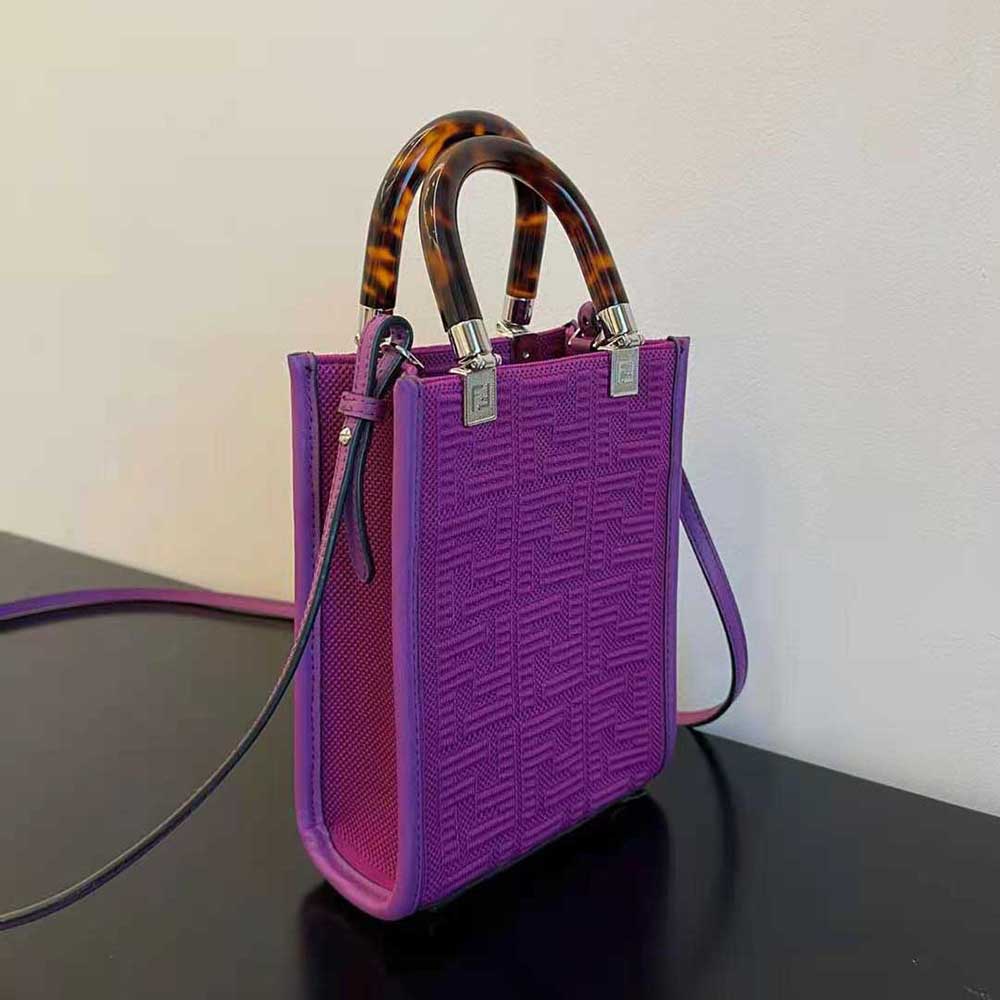 Fendi Women Mini Sunshine Shopper Purple FF Fabric Mini-Bag