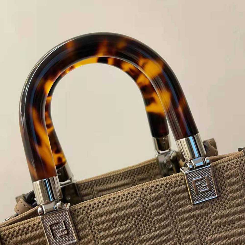 Fendi Women Mini Sunshine Shopper Beige FF Fabric Mini-Bag