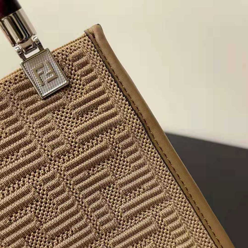 Fendi Women Mini Sunshine Shopper Beige FF Fabric Mini-Bag