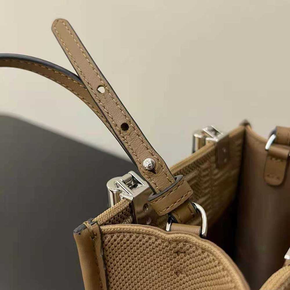 Fendi Women Mini Sunshine Shopper Beige FF Fabric Mini-Bag