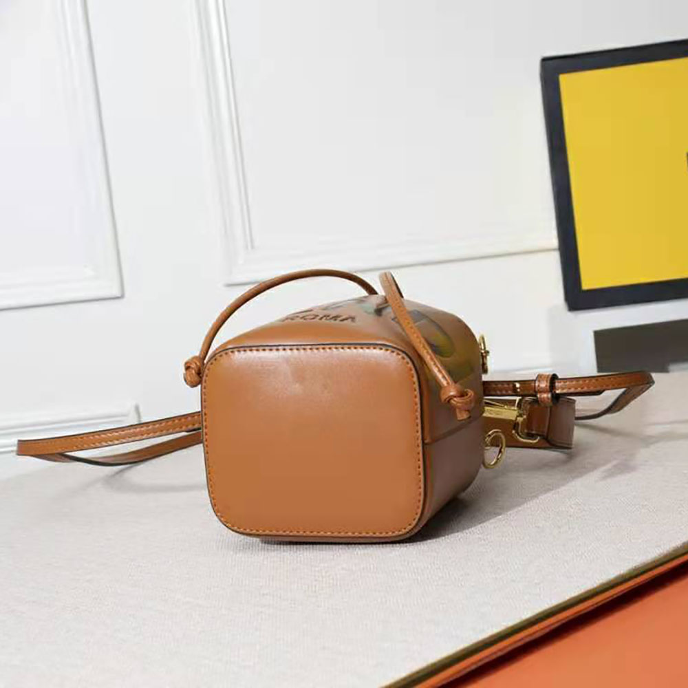 Fendi Women Mon Tresor Leather Mini Bag-Brown