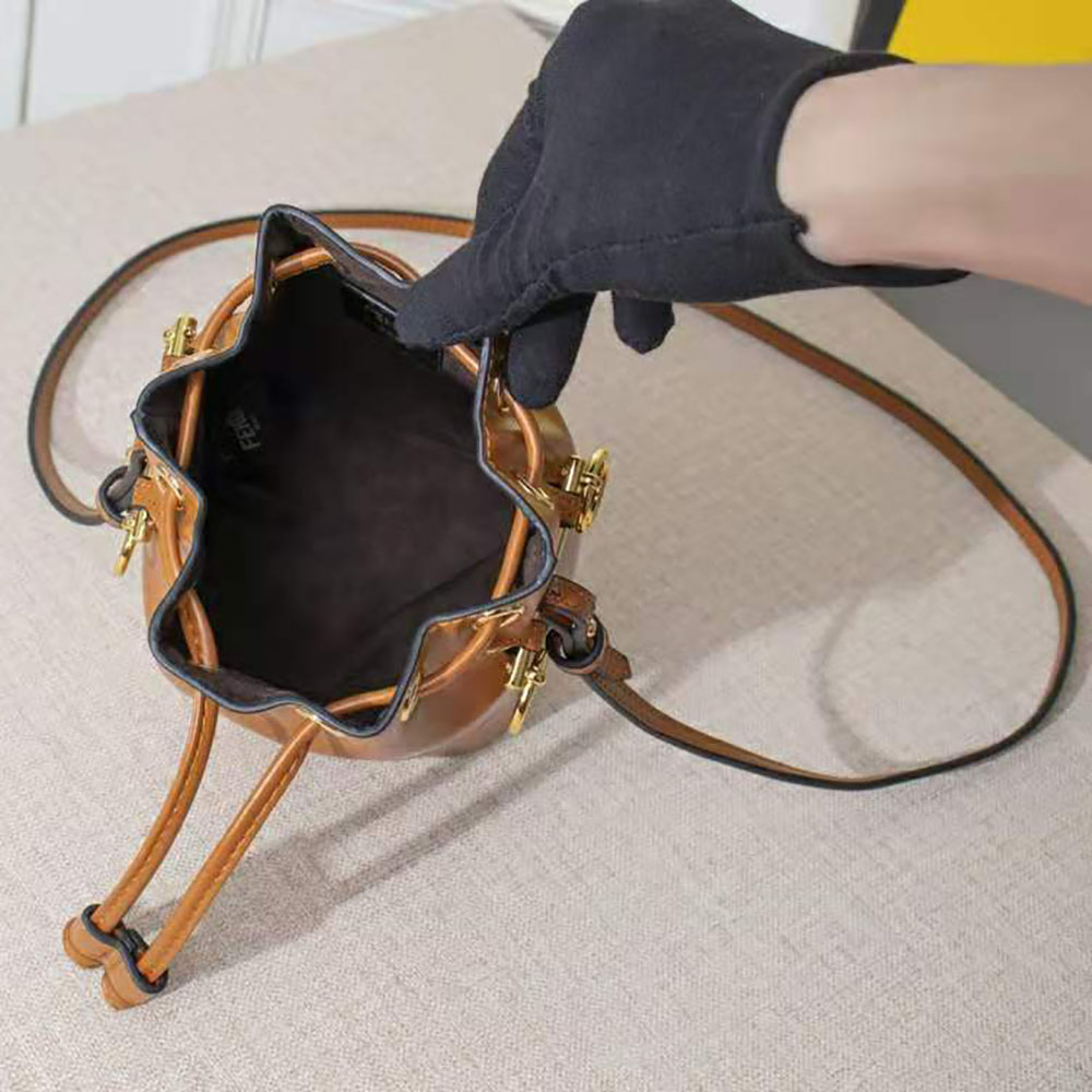 Fendi Women Mon Tresor Leather Mini Bag-Brown
