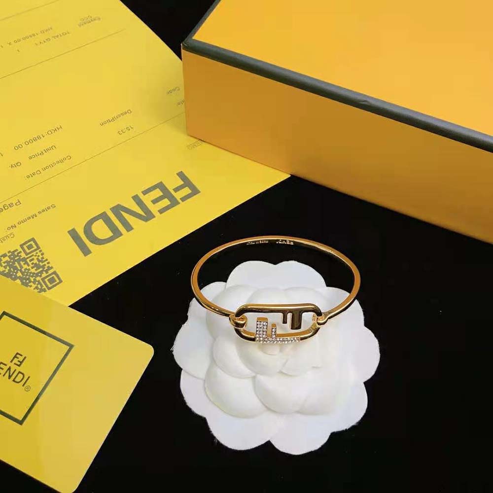 Fendi Women O Lock Bracelet Gold-Colored Bracelet