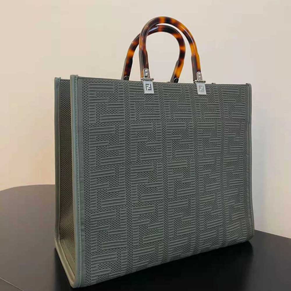 Fendi Women Sunshine Medium FF Fabric Shopper-Green
