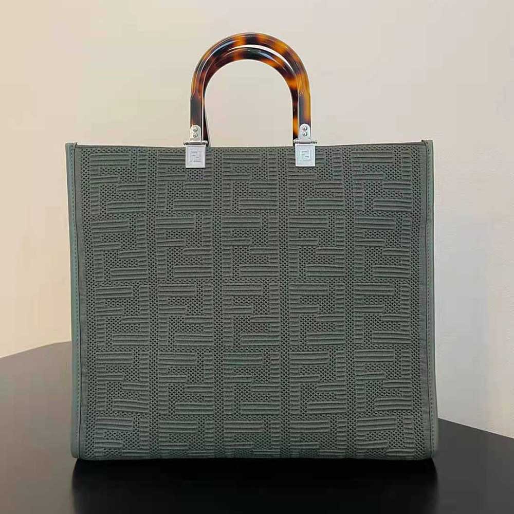Fendi Women Sunshine Medium FF Fabric Shopper-Green