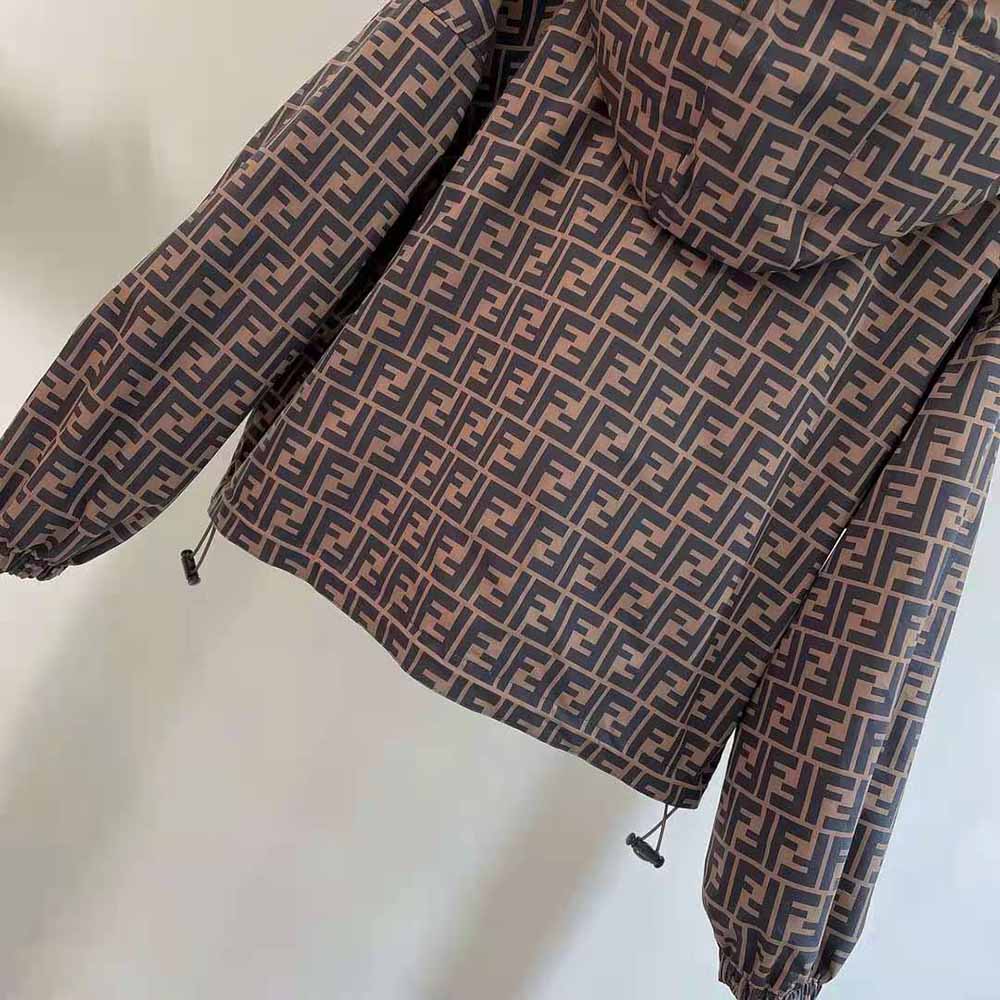 Fendi Women Windbreaker Multicolor Nylon Jacket-Brown