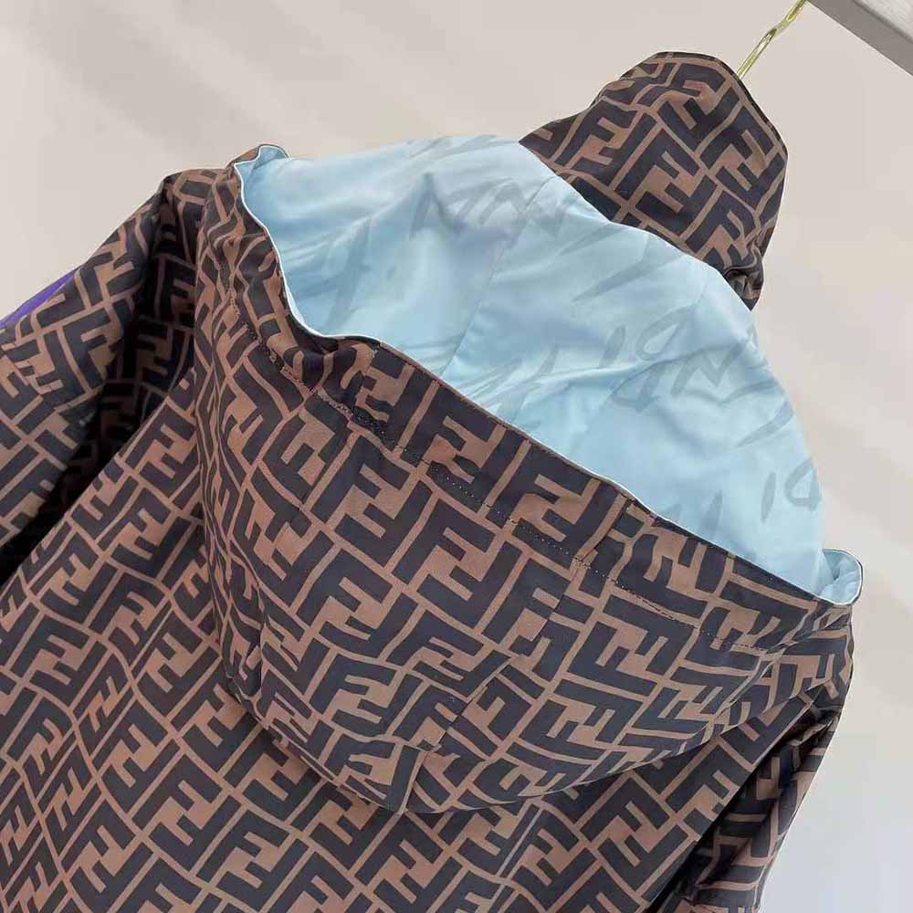 Fendi Women Windbreaker Multicolor Nylon Jacket-Brown