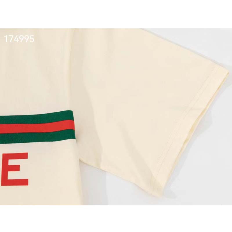 Gucci GG Women Gucci Boutique Print Oversize T-Shirt White Cotton Jersey Crewneck