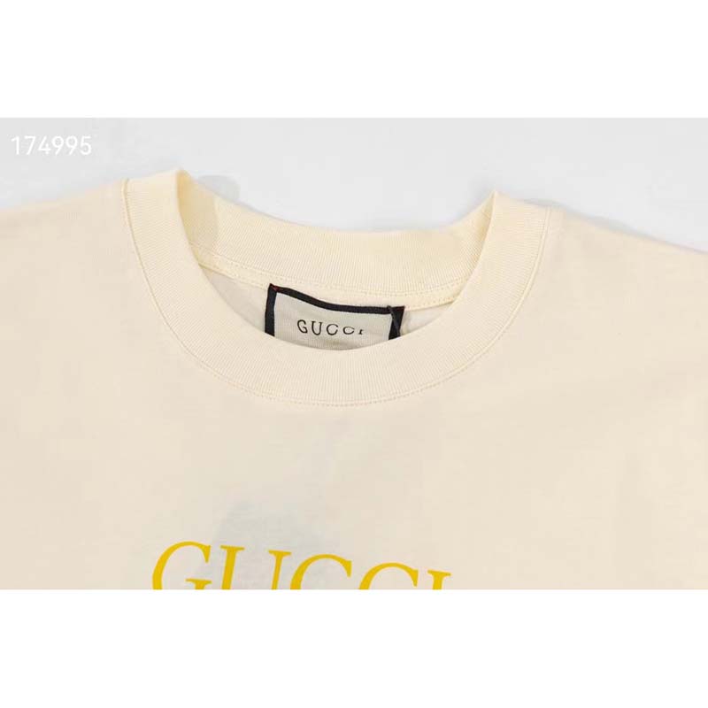 Gucci GG Women Gucci Boutique Print Oversize T-Shirt White Cotton Jersey Crewneck